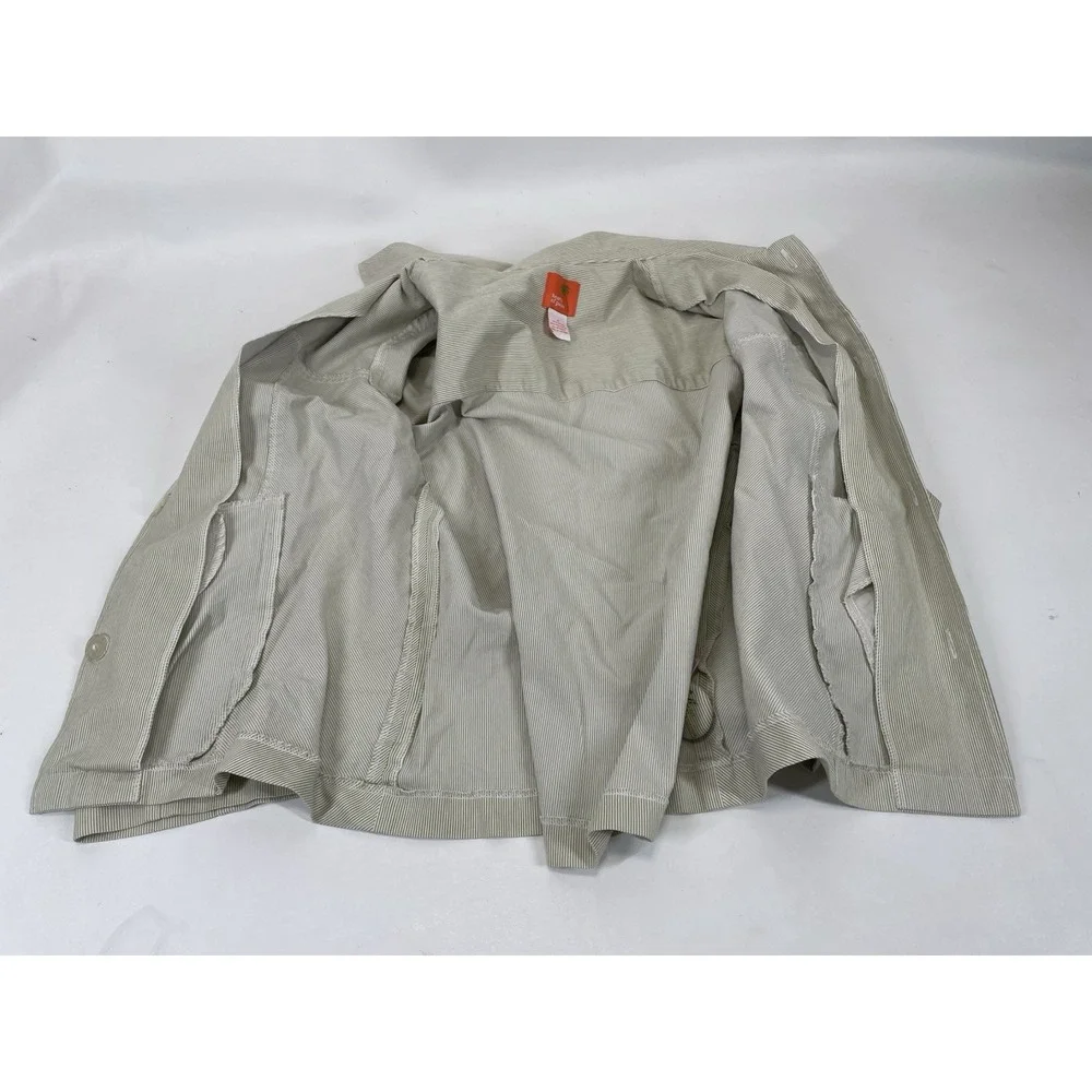 Hearts Of Palm Decorative Front Buttons Striped Basic Jacket Womens Size 8 Green